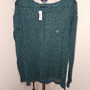 Aéropostale Sweater Womens Medium Green Open Knit Long Sleeve